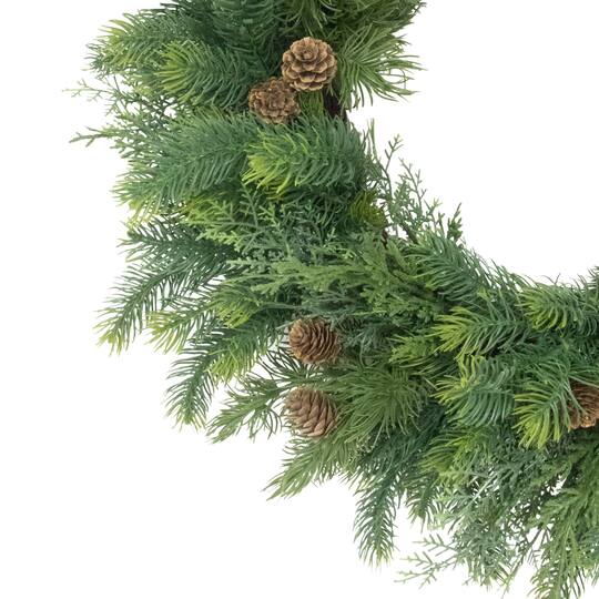 24" Soft Tipped Pinecones Adorned Artificial Christmas Wreath
